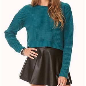 Forever 21 Waffle Knit Cropped Sweater